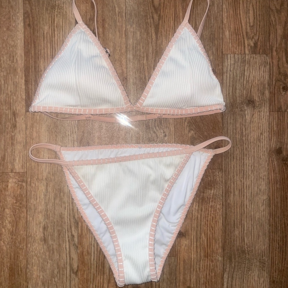 Elegant White and Pink Women's Bikini